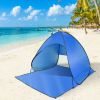 Pop Up Beach Tent Shade Shelter Anti-UV Automatic Pop Up Waterproof Tent Canopy for 2/3 Man with Net Window Storage Bag