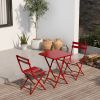 3 Piece Patio Bistro Set of Foldable Square Table and Chairs
