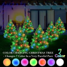 2-Pack Solar-Powered LED Artificial Christmas Trees, 120 LED Color Changing Mini Outdoor Holiday Decorations (Quantity: 4pcs)