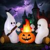 12FT Halloween Inflatables Decoration Giant Ghost with 3-Colored Flame Rotation LED Light Spooky Halloween Decorations Outdoor Blow Up Yard Decoration