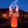 12FT Halloween Inflatables Decoration Giant Ghost with 3-Colored Flame Rotation LED Light Spooky Halloween Decorations Outdoor Blow Up Yard Decoration
