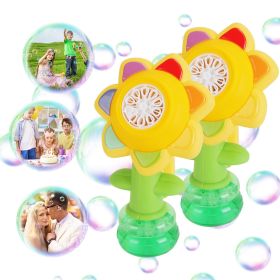 2Pcs Bubble Machines With Lights For Kids Rechargeable Dancing Sunflower Bubble Maker For 4-8Years Old Toddlers Outdoor Summer Play Toy Party Birthday (Quantity: 2 Packs)