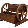 Wooden Wagon Planter Box, Garden Planter with Wheels,Decorative Planter for Flowers Herbs Vegetables for Indoor & Outdoor DÃ©cor