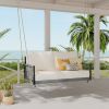 1-Piece Woven Rope Outdoor Swing Sofa with Soft Cushions Seating 2 for Patio, Courtyard and Balcony