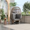 Outdoor Swivel Chair with Cushions, Rattan Egg Patio Chair with Rocking Function for Balcony, Poolside and Garden