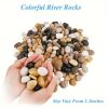 Polished Pebble Gravels, Natural Polished Mixed - Color Stones, Small Decorative River Rocks. 1.8 - 2.6 Inch, Ideal for Flower Pots, Vases, Aquariums