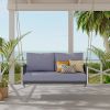 1-Piece Woven Rope Outdoor Swing Sofa with Soft Cushions Seating 2 for Patio, Courtyard and Balcony