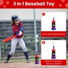 3-In-1 Baseball Toy Set For 3-5Years Old Kids And Toddlers Includes Tee Ball Stand Hanging Tee Automatic Ball Launcher with Adjustable Height For Indo
