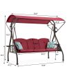 3-Seat Outdoor Canopy Swing with Stand 800LBS Capacity - Porch Glider with Cup Holders