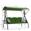 3-Seat Outdoor Canopy Swing with Stand 800LBS Capacity - Porch Glider with Cup Holders