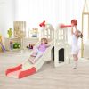 6-in-1 Toddler Climber Slide Playset with Basketball Hoop