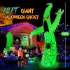 12FT Halloween Inflatables Decoration Giant Ghost with 3-Colored Flame Rotation LED Light Spooky Halloween Decorations Outdoor Blow Up Yard Decoration