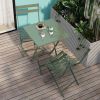 3 Piece Patio Bistro Set of Foldable Square Table and Chairs