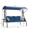 3-Seat Outdoor Canopy Swing with Stand 800LBS Capacity - Porch Glider with Cup Holders