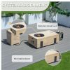 Patio Garden Fire Pit Table Set of 2 with Built-in Ice Bucket, Magnesium Oxide