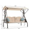 3-Seat Outdoor Canopy Swing with Stand 800LBS Capacity - Porch Glider with Cup Holders