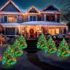 2-Pack Solar-Powered LED Artificial Christmas Trees, 120 LED Color Changing Mini Outdoor Holiday Decorations