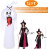 12FT Halloween Inflatables Decoration Giant Ghost with 3-Colored Flame Rotation LED Light Spooky Halloween Decorations Outdoor Blow Up Yard Decoration