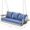 3-Person Wicker Porch Swing Chair 900 LBS Heavy Duty with Cup Holder for Patio