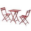 3 Piece Patio Bistro Set of Foldable Square Table and Chairs