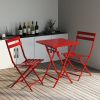 3 Piece Patio Bistro Set of Foldable Square Table and Chairs