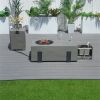 Patio Garden Fire Pit Table Set of 2 with Built-in Ice Bucket, Magnesium Oxide
