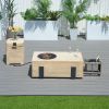 Patio Garden Fire Pit Table Set of 2 with Built-in Ice Bucket, Magnesium Oxide