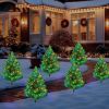2-Pack Solar-Powered LED Artificial Christmas Trees, 120 LED Color Changing Mini Outdoor Holiday Decorations