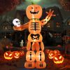 12FT Halloween Inflatables Decoration Giant Ghost with 3-Colored Flame Rotation LED Light Spooky Halloween Decorations Outdoor Blow Up Yard Decoration
