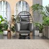 Outdoor Swivel Chair with Cushions, Rattan Egg Patio Chair with Rocking Function for Balcony, Poolside and Garden